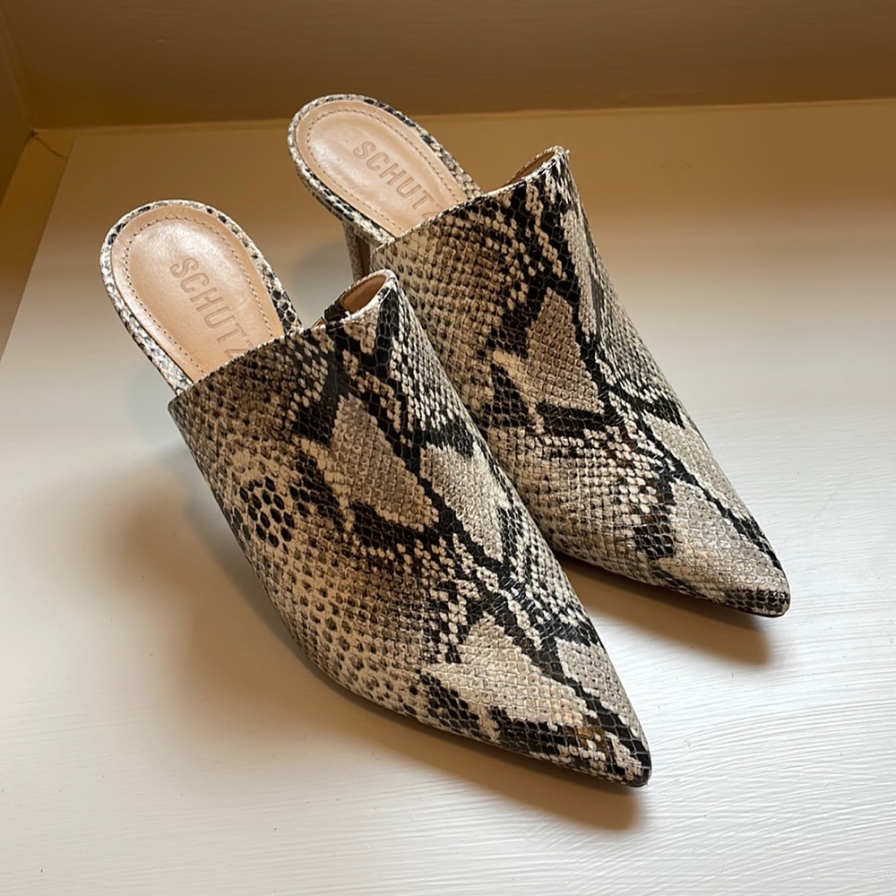 Schutz Snakeskin Mules
